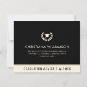 Aangepaste Modern Bold Afstuderen Advies & Wensen Notitiekaartje (Achterkant)