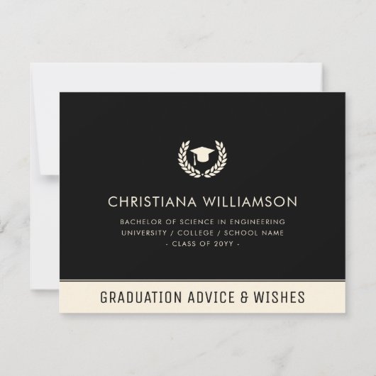 Aangepaste Modern Bold Afstuderen Advies & Wensen Notitiekaartje (Achterkant)