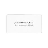 Aangepaste Modern Eenvoudige Elegante Sjabloon Wit Etiket (Voorkant)
