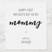 Aangepaste Modern en Elegant Eerste Moederdag Wijn Etiket (Enkel label)