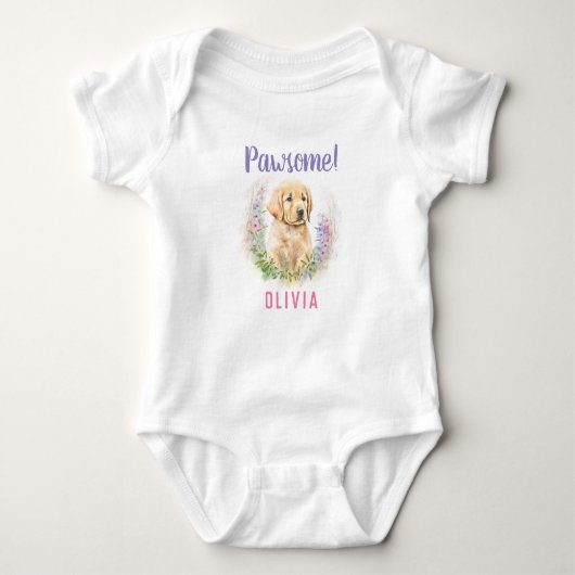 Aangepaste Modern Golden Retriever Puppy Romper (Voorkant)