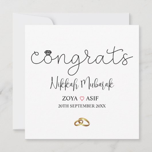 Aangepaste Modern Huwelijk Mubarak Huwelijkscadeau Feestdagenkaart (Voorkant)