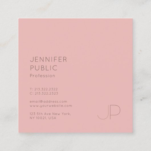 Aangepaste Modern Monogram Initiaal Sjabloon Squar Vierkante Visitekaartje (Achterkant)