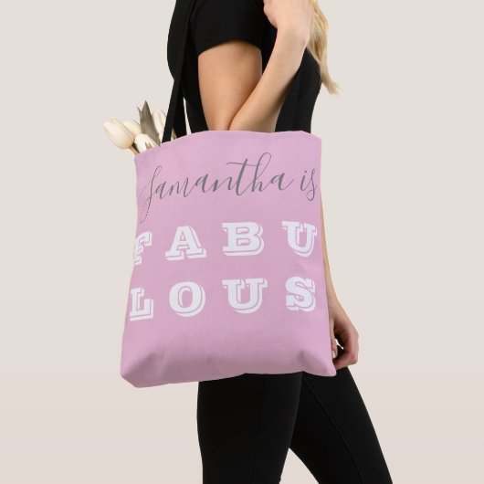 Aangepaste Modern Pink Typografie Tote Bag (Dichtbij)