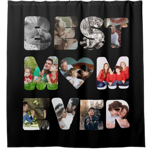 Aangepaste moderne 11 foto Beste moeder ooit Douchegordijn (Voorkant)