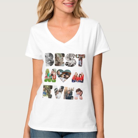 Aangepaste moderne 11 foto Beste moeder ooit T-Shi T-shirt (Voorkant)