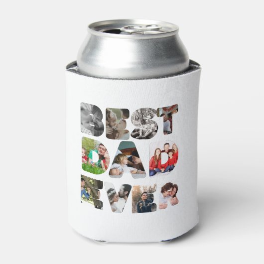 Aangepaste moderne 11 foto Beste vader ooit Blikjeskoeler (Blikje Voorkant)