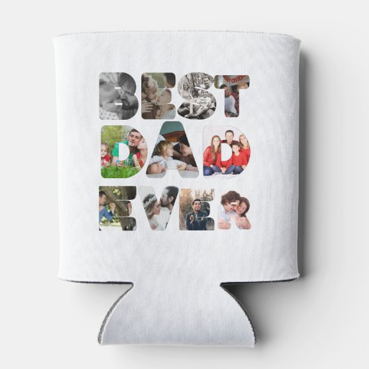 Aangepaste moderne 11 foto Beste vader ooit Blikjeskoeler (Achterkant)