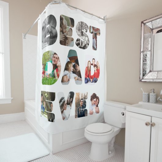 Aangepaste moderne 11 foto Beste vader ooit Douchegordijn (In situ)