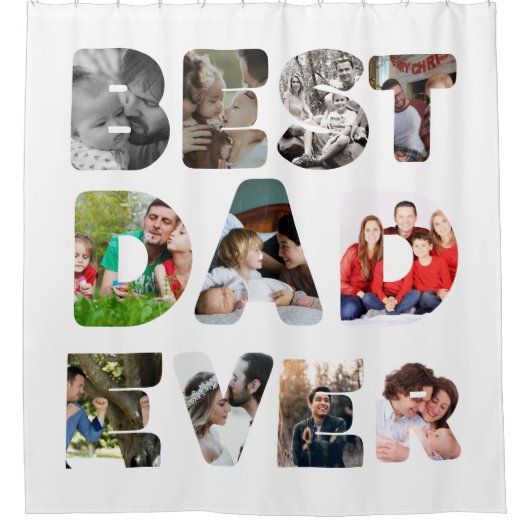 Aangepaste moderne 11 foto Beste vader ooit Douchegordijn (Voorkant)