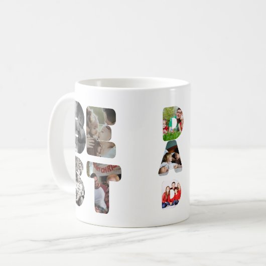 Aangepaste moderne 11 foto Beste vader ooit vaders Koffiemok (Voorkant links)