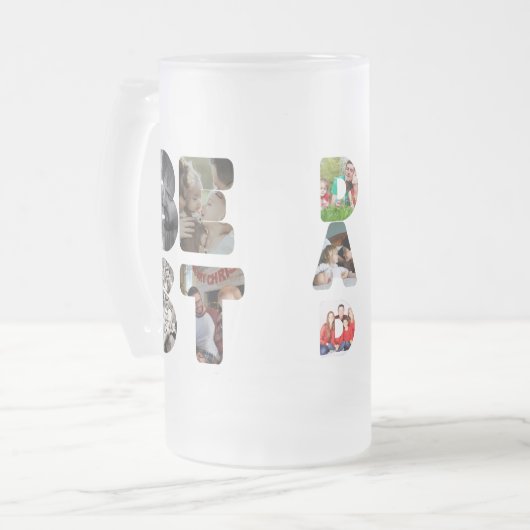 Aangepaste moderne 11 foto Beste vader ooit vaders Matglas Bierpul (Voorkant links)