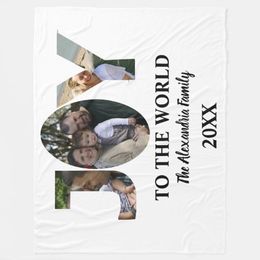 Aangepaste moderne 3 fotocollage-vreugde voor de w fleece deken (Voorkant)