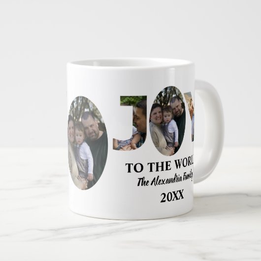 Aangepaste moderne 3 fotocollage-vreugde voor de w grote koffiekop (Voorkant rechts)
