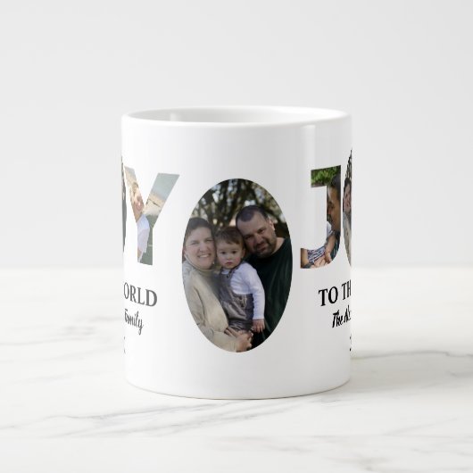 Aangepaste moderne 3 fotocollage-vreugde voor de w grote koffiekop (Voorkant)