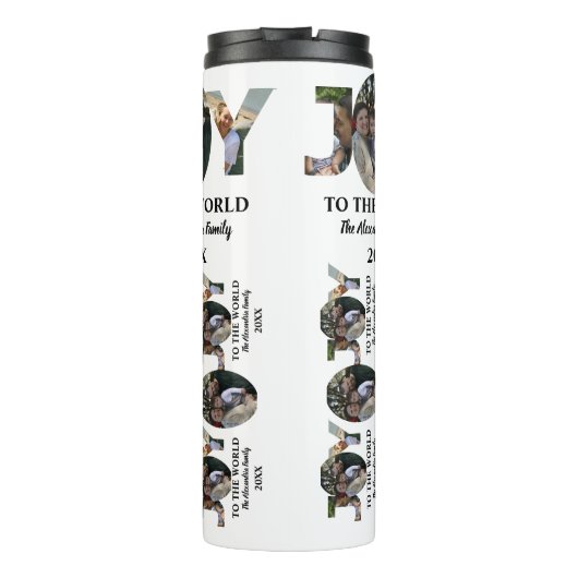 Aangepaste moderne 3 fotocollage-vreugde voor de w thermosbeker (Achterkant)