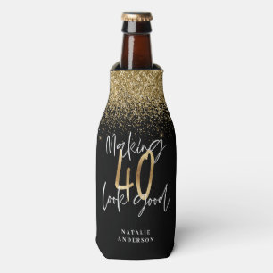 Aangepaste moderne 40e verjaardag zwart-gouden ker flesjeskoeler