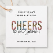 Aangepaste moderne 60e geboortedag-luipaard bedankjes labels (Voorkant)