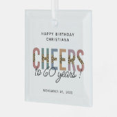 Aangepaste moderne 60e geboortedag-luipaard glas ornament (Voorkant links)