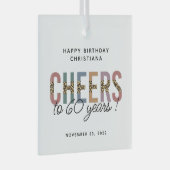 Aangepaste moderne 60e geboortedag-luipaard glas ornament (Voorkant Rechts)