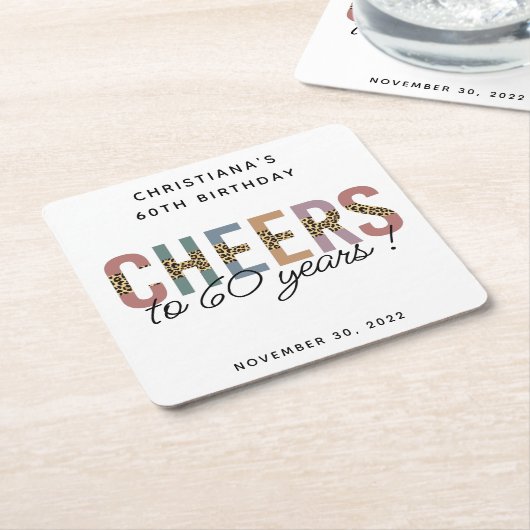 Aangepaste moderne 60e geboortedag-luipaard kartonnen onderzetters (Schuin)