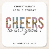 Aangepaste moderne 60e geboortedag-luipaard kartonnen onderzetters (Voorkant)