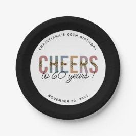 Aangepaste moderne 60e geboortedag-luipaard papieren bordje