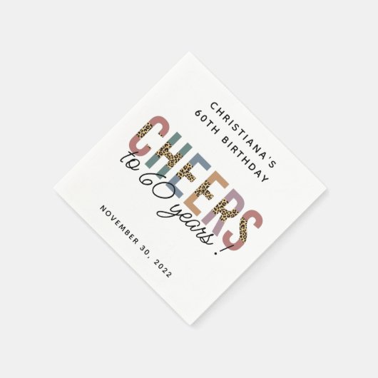 Aangepaste moderne 60e geboortedag-luipaard servet (Hoek)