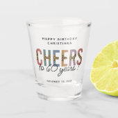 Aangepaste moderne 60e geboortedag-luipaard shot glas (Voorkant)