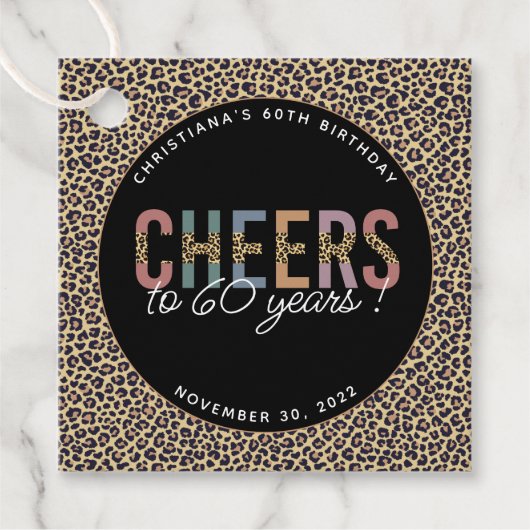 Aangepaste moderne 60e verjaardag van de Leopard v Bedankjes Labels (Voorkant)