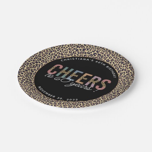 Aangepaste moderne 60e verjaardag van de Leopard v Papieren Bordje (Gekanteld)