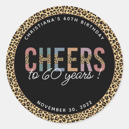 Aangepaste moderne 60e verjaardag van de Leopard v Ronde Sticker (Voorkant)