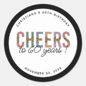Aangepaste moderne 60e verjaardag van de Leopard v Ronde Sticker (Voorkant)