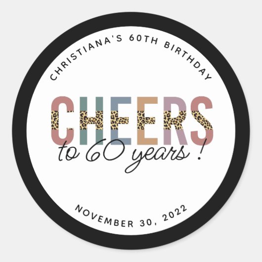 Aangepaste moderne 60e verjaardag van de Leopard v Ronde Sticker (Voorkant)