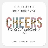 Aangepaste moderne 60e verjaardag van de Leopard v Vierkante Sticker (Voorkant)