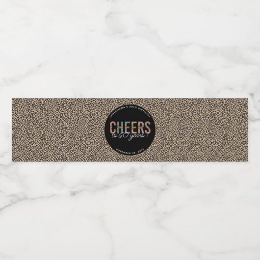 Aangepaste moderne 60e verjaardag van de Leopard v Waterfles Etiket (Enkel label)