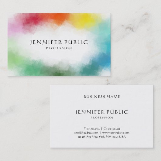 Aangepaste moderne Abstracte art elegante Sjabloon Visitekaartje (Voorkant / Achterkant)