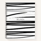 Aangepaste moderne Abstracte kunst met zwarte en w Notitieboek (Voorkant)