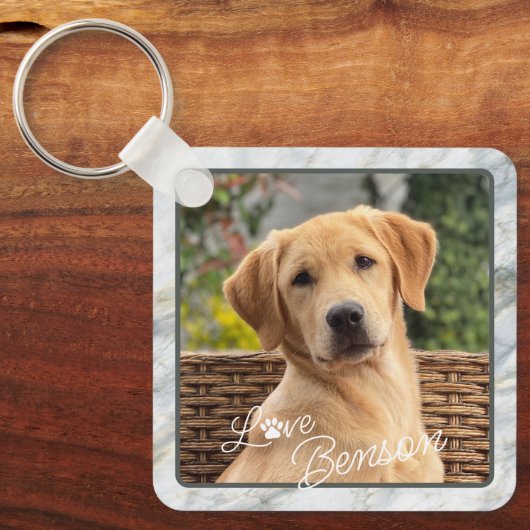 Aangepaste moderne afbeelding Liefde Poot Hart Cit Sleutelhanger (Voorkant)