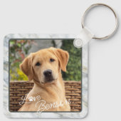 Aangepaste moderne afbeelding Liefde Poot Hart Cit Sleutelhanger (Achterkant)