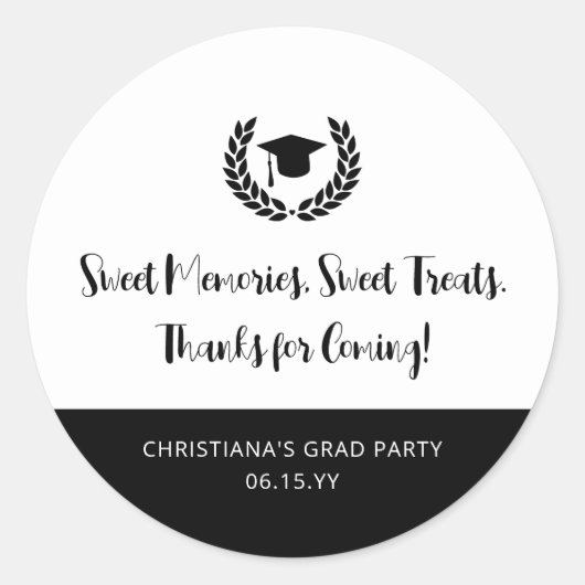 Aangepaste moderne afstudeerfeest gunsten Dank u Ronde Sticker (Voorkant)