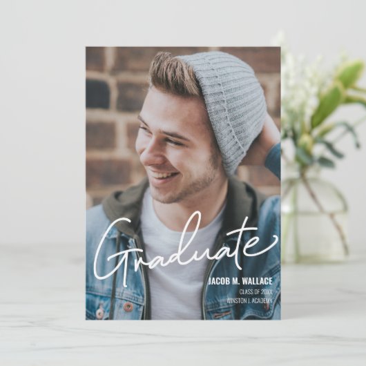 Aangepaste moderne Afstuderen fotoparty Kaart (Staand voorkant)
