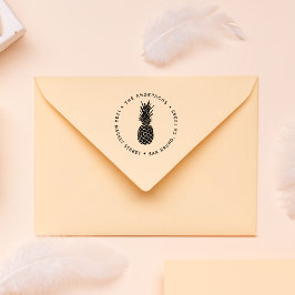 Aangepaste moderne anananas | Rondretouradres Rubberstempel