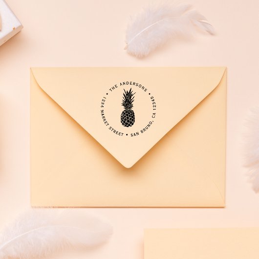 Aangepaste moderne anananas | Rondretouradres Rubberstempel