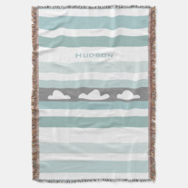 Aangepaste moderne Aqua Striped Clouds Deken