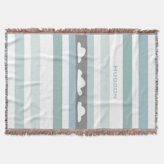 Aangepaste moderne Aqua Striped Clouds Deken (Voorkant)