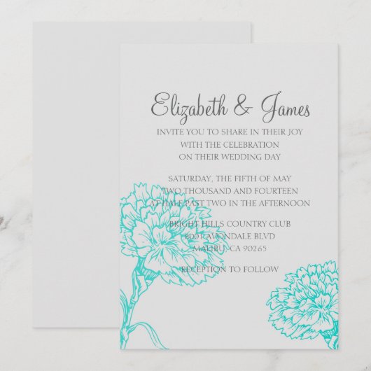 Aangepaste moderne Aqua Weddenschappen Kaart (Voorkant / Achterkant)