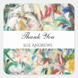Aangepaste moderne aquarel Abstract Dank u Vierkante Sticker
