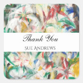 Aangepaste moderne aquarel Abstract Dank u Vierkante Sticker (Voorkant)