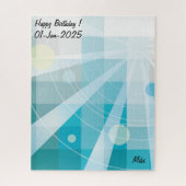 Aangepaste moderne artistieke geometrie blauw legpuzzel (Verticaal)